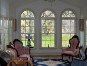 sitting room addition with circular windows